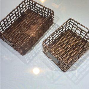 2 mDesign Woven Baskets with Chalkboard Label